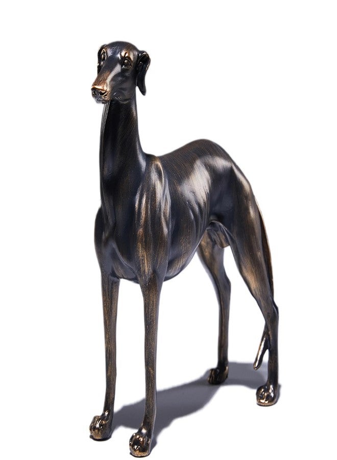 SHENGTIAN Large Resin Greyhound Statue, Antique Bronze Finish Decorative Dog Sculpture, Lifelike Greyhound Figure - Dog Statues for Home Office Decor, Greyhound Gifts - Image 1